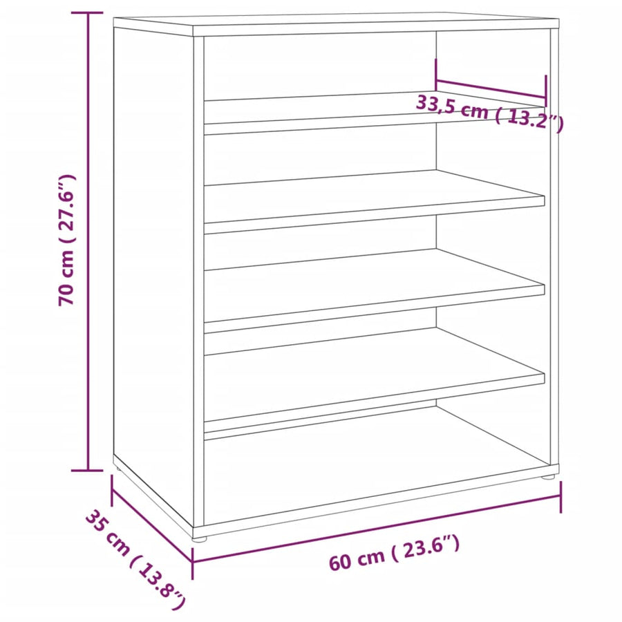 Schoenenkast 60X35X70 Cm Bewerkt Hout Bruineikenkleurig bruin eikenkleur