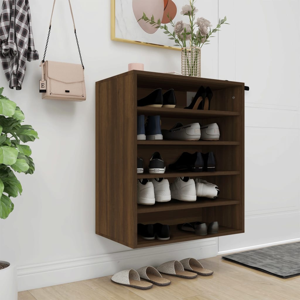 Schoenenkast 60X35X70 Cm Bewerkt Hout Bruineikenkleurig bruin eikenkleur