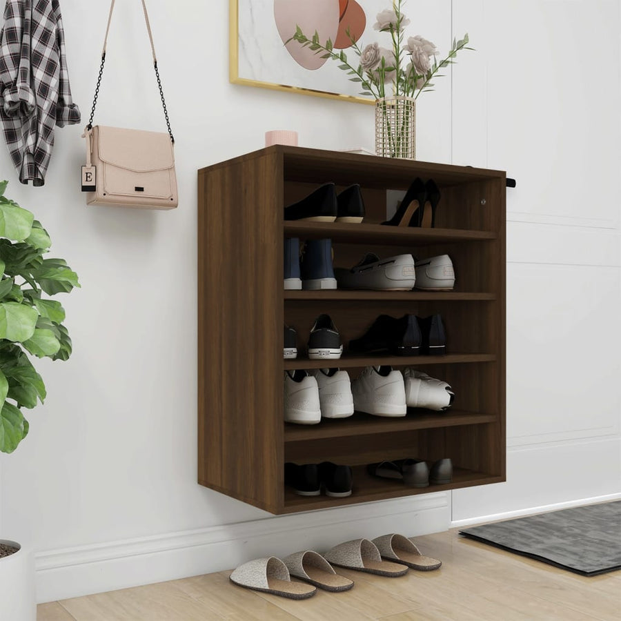 Schoenenkast 60X35X70 Cm Bewerkt Hout Bruineikenkleurig bruin eikenkleur