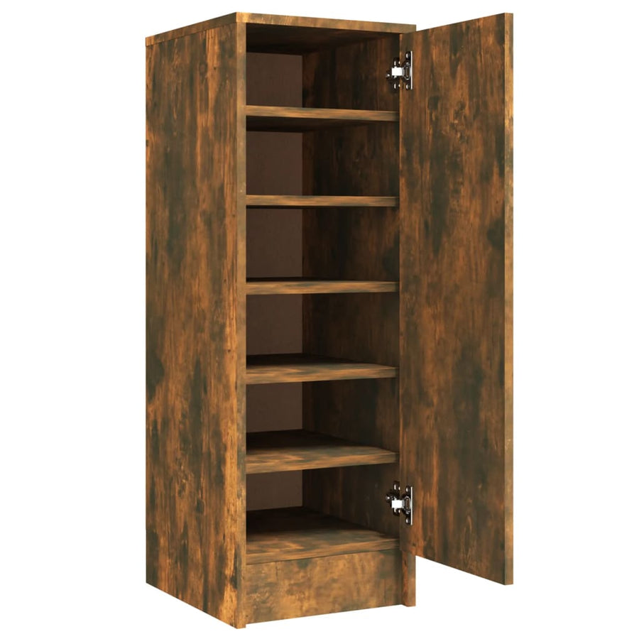 Schoenenkast 32x35x92 cm bewerkt hout gerookt eikenkleurig Gerookt eiken