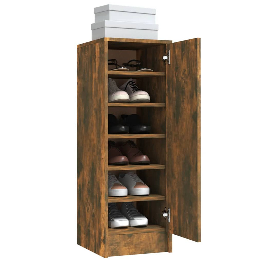 Schoenenkast 32x35x92 cm bewerkt hout gerookt eikenkleurig Gerookt eiken