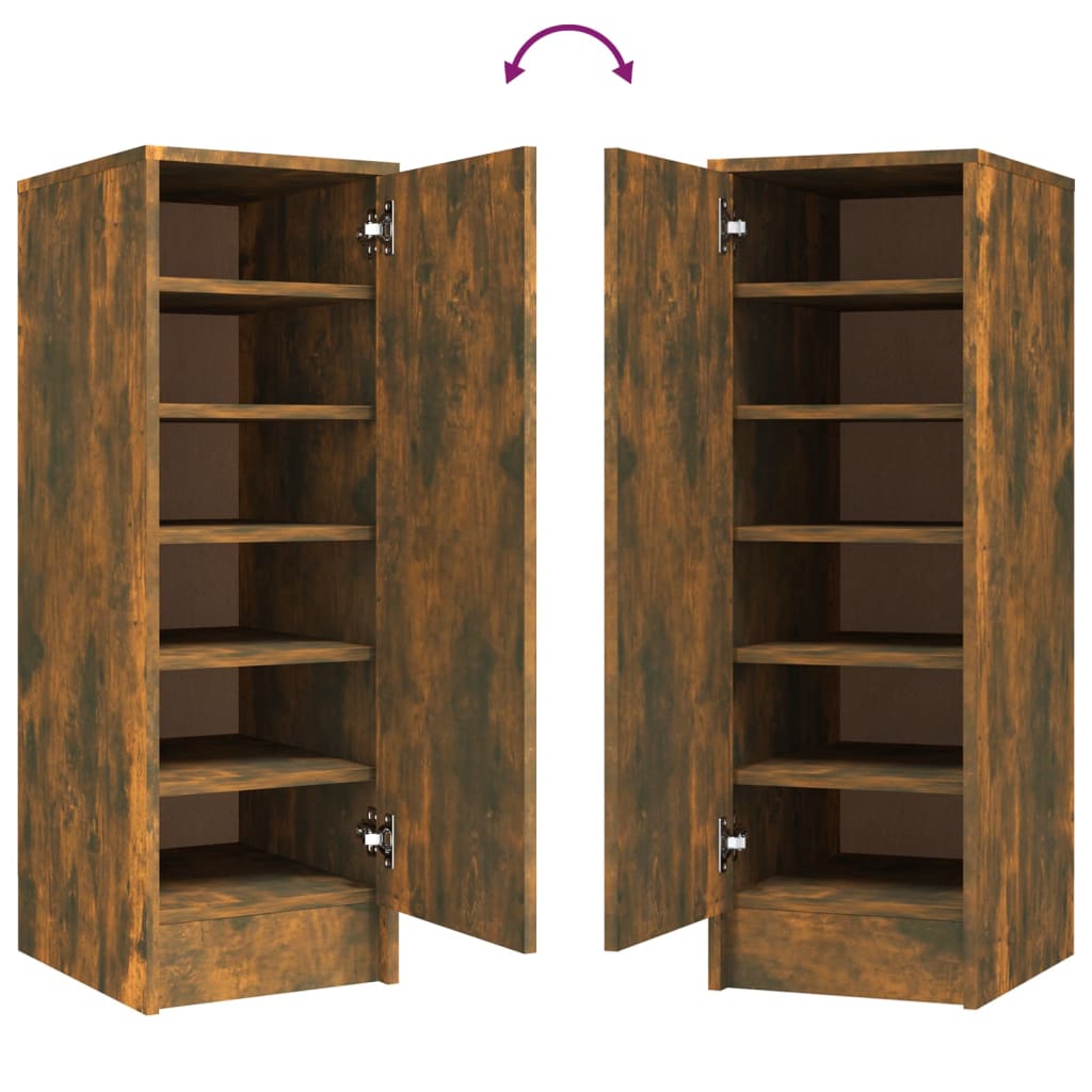 Schoenenkast 32x35x92 cm bewerkt hout gerookt eikenkleurig Gerookt eiken