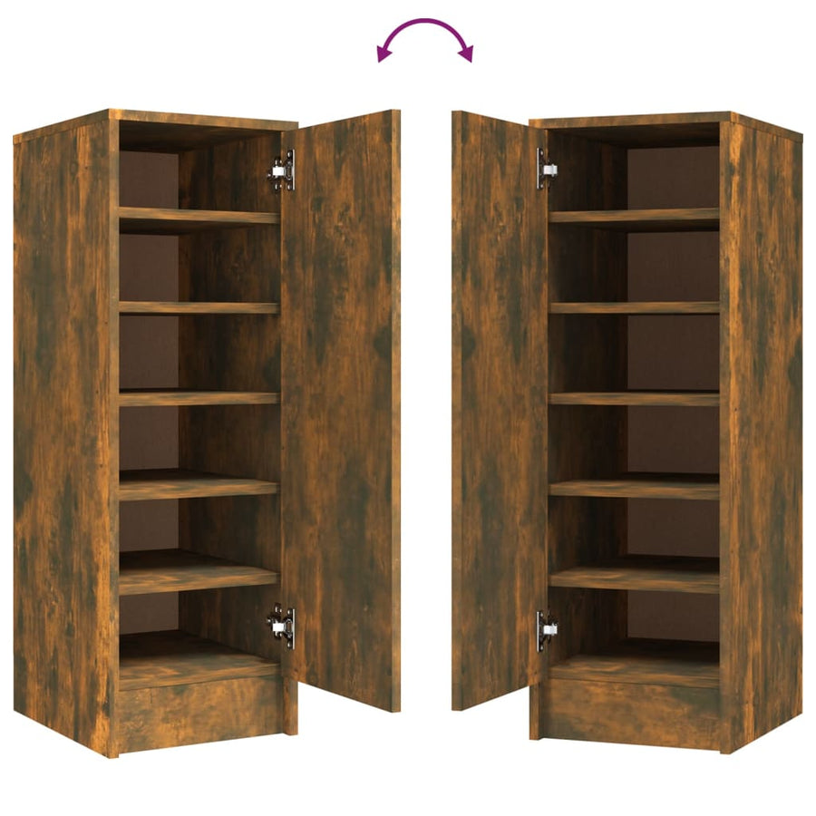 Schoenenkast 32x35x92 cm bewerkt hout gerookt eikenkleurig Gerookt eiken