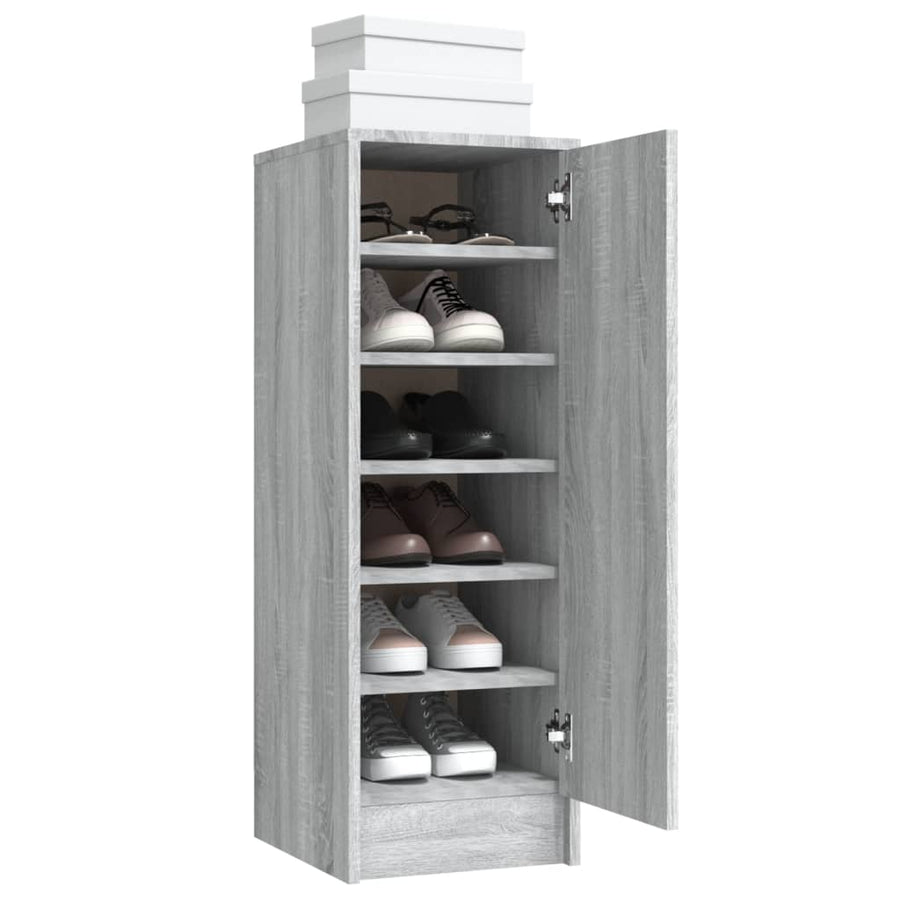 Schoenenkast 32x35x92 cm bewerkt hout grijs sonoma eikenkleurig Grijs sonoma