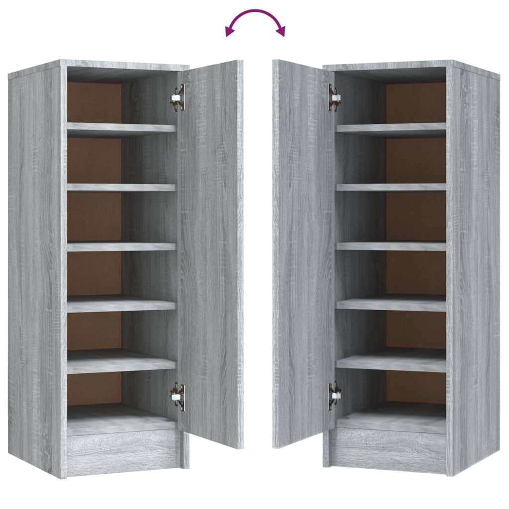 Schoenenkast 32x35x92 cm bewerkt hout grijs sonoma eikenkleurig Grijs sonoma