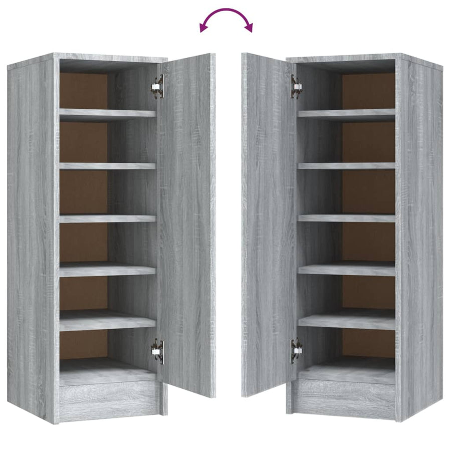 Schoenenkast 32x35x92 cm bewerkt hout grijs sonoma eikenkleurig Grijs sonoma