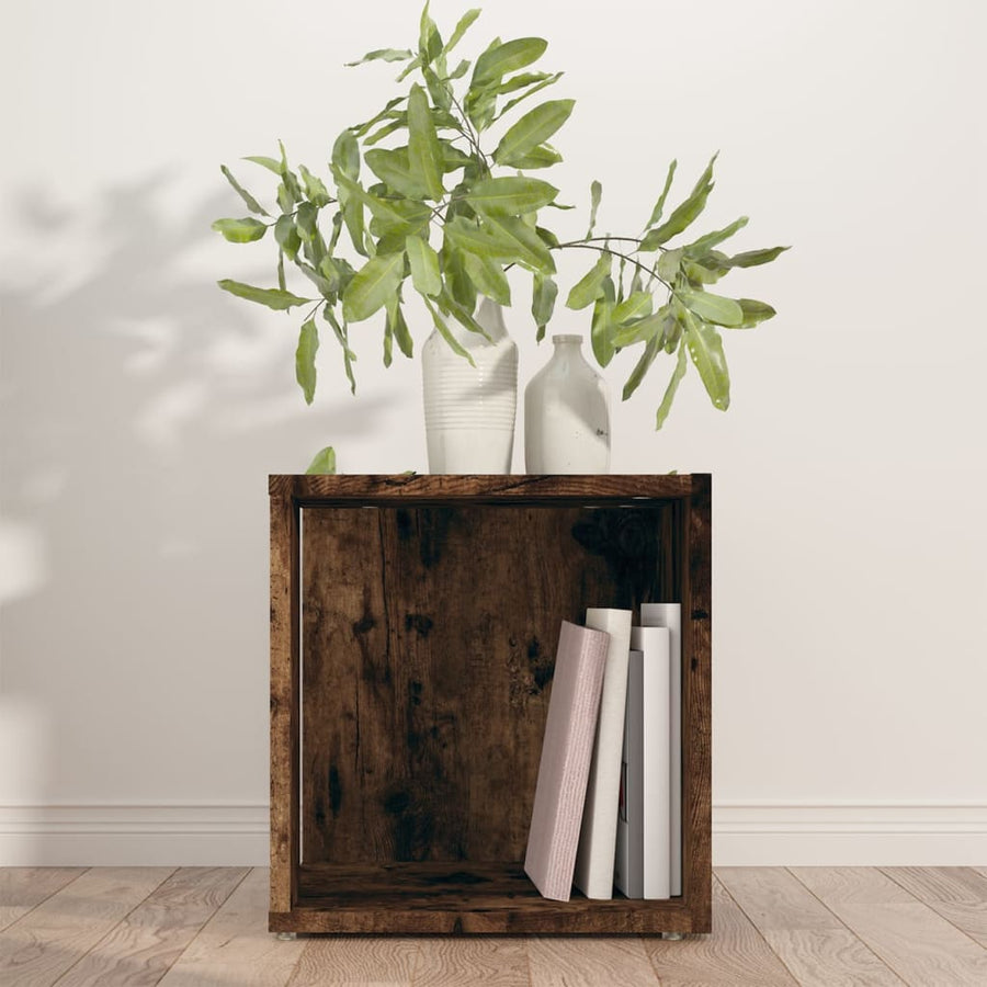 Bijzettafel 33X33X34,5 Cm Bewerkt Hout Kleurig 1 Gerookt eiken