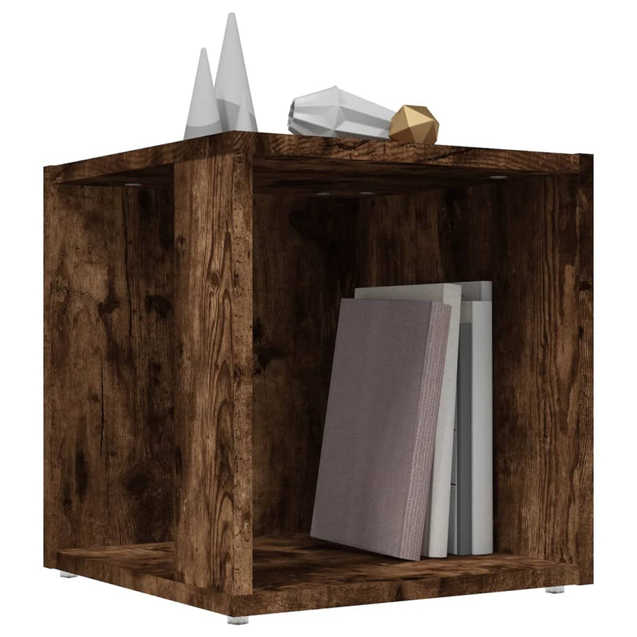 Bijzettafel 33X33X34,5 Cm Bewerkt Hout Kleurig 1 Gerookt eiken