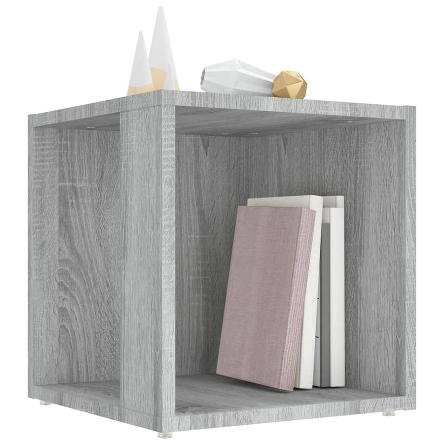 Bijzettafel 33X33X34,5 Cm Bewerkt Hout Eikenkleur Grijs sonoma