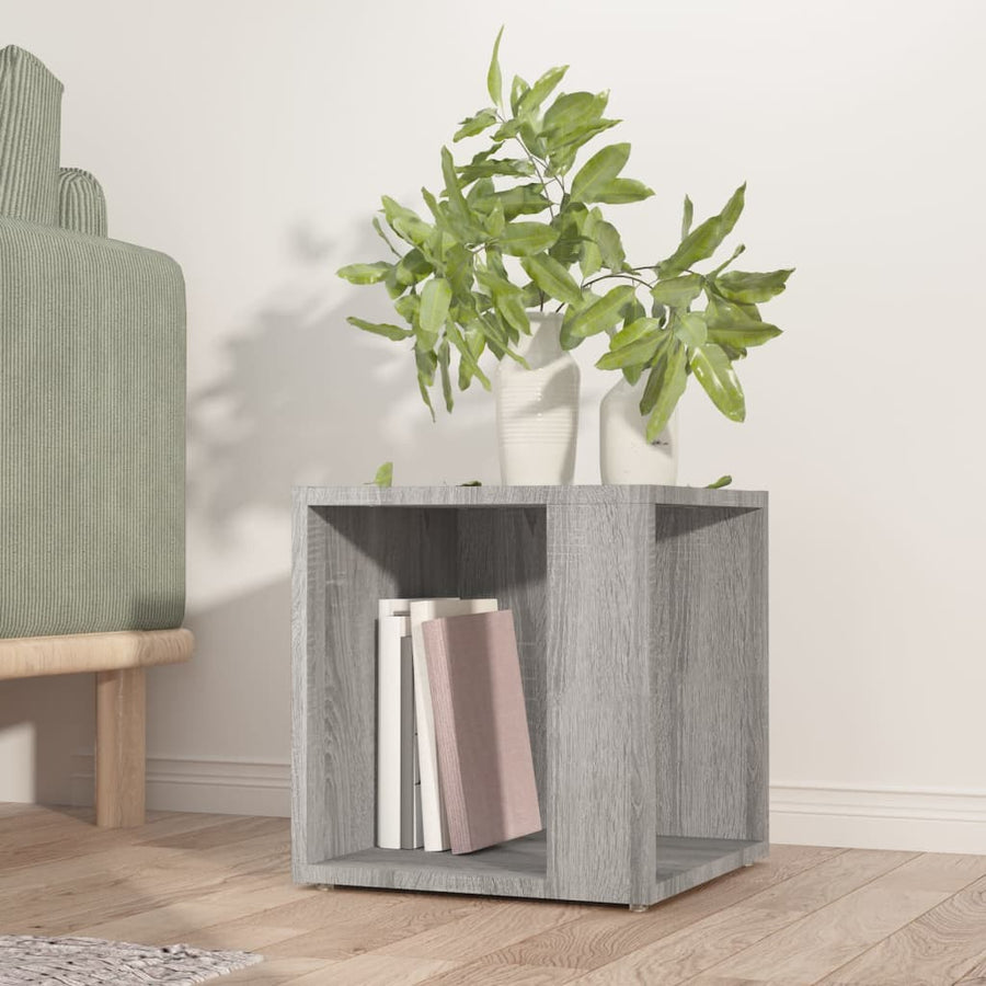 Bijzettafel 33X33X34,5 Cm Bewerkt Hout Eikenkleur Grijs sonoma