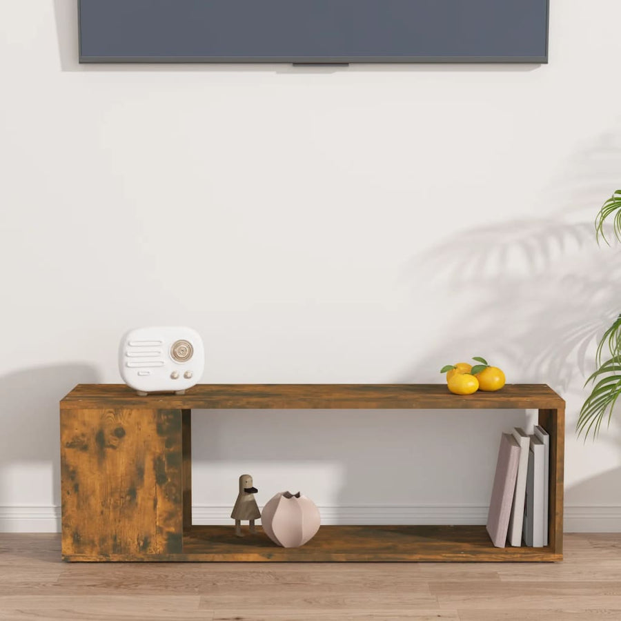 Tv-Meubel 100X24X32 Cm Bewerkt Hout Gerookt Eikenkleurig Bruin Eikenkleur