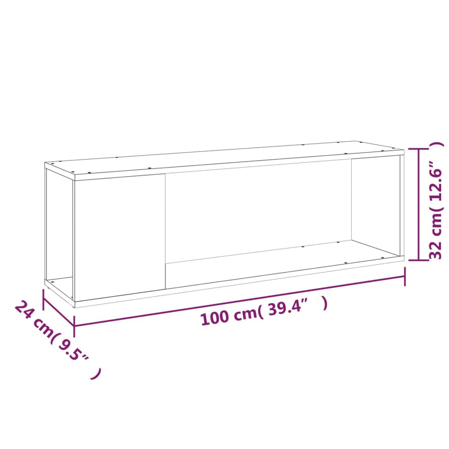 Tv-Meubel 100X24X32 Cm Bewerkt Hout Gerookt Eikenkleurig Bruin Eikenkleur