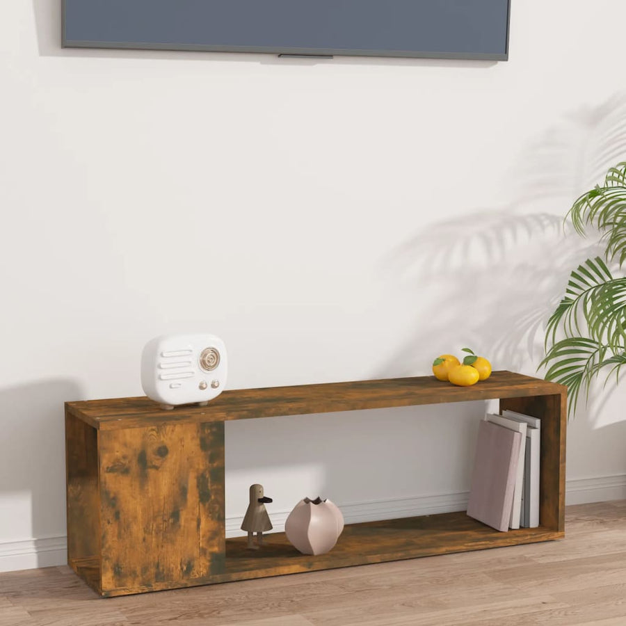 Tv-Meubel 100X24X32 Cm Bewerkt Hout Gerookt Eikenkleurig Bruin Eikenkleur