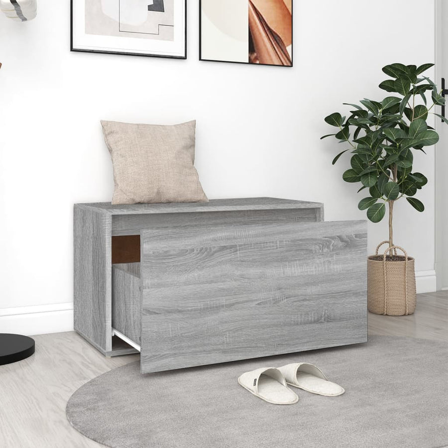 Halbankje 80X40X45 Cm Bewerkt Hout Eikenkleurig Grijs sonoma