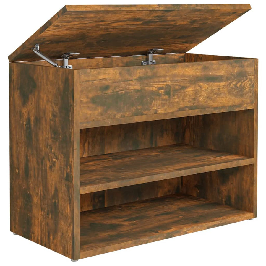 Schoenenbank 60X30X45 Cm Bewerkt Hout Kleurig Gerookt eiken