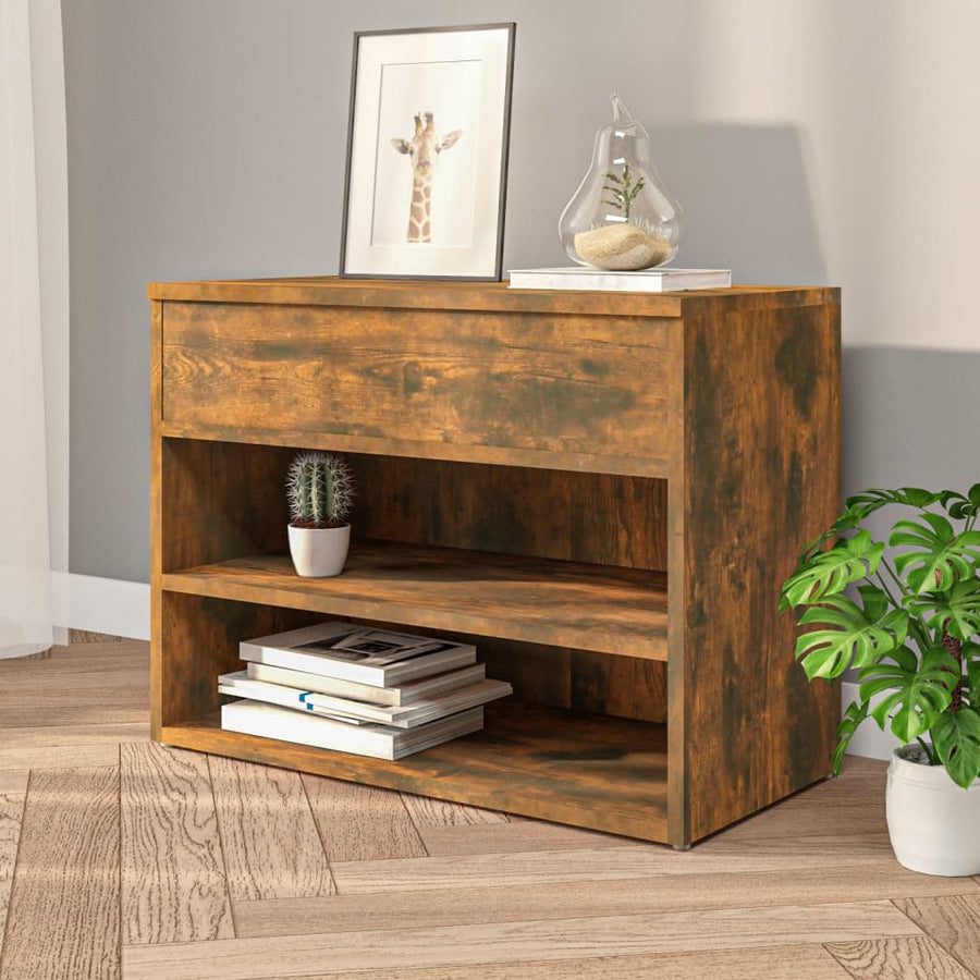Schoenenbank 60X30X45 Cm Bewerkt Hout Kleurig Gerookt eiken