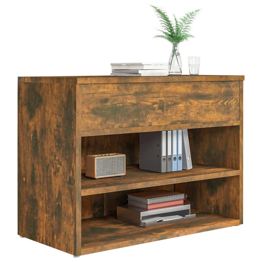 Schoenenbank 60X30X45 Cm Bewerkt Hout Kleurig Gerookt eiken