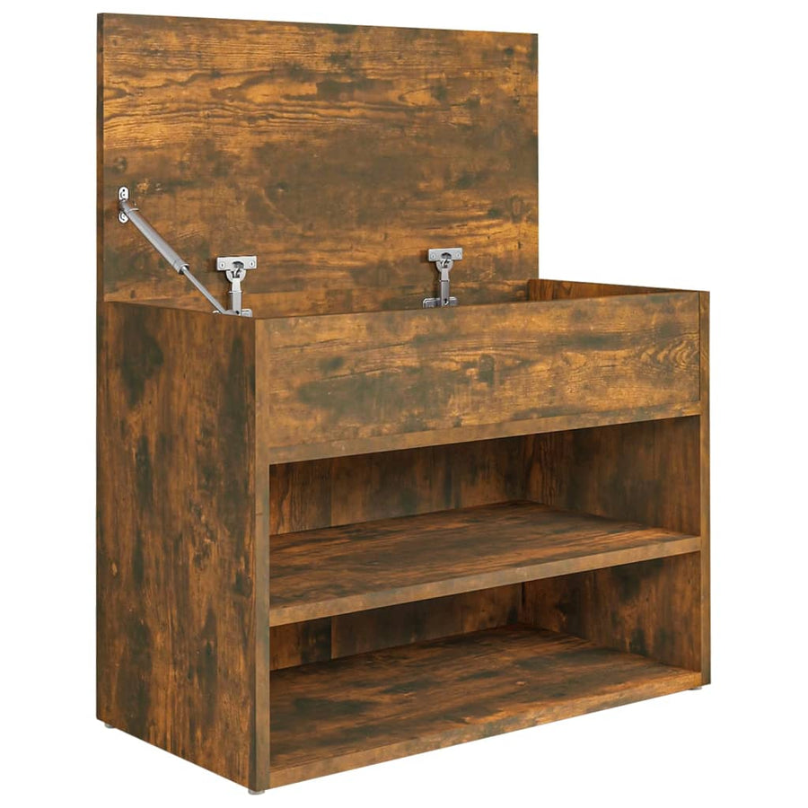 Schoenenbank 60X30X45 Cm Bewerkt Hout Kleurig Gerookt eiken