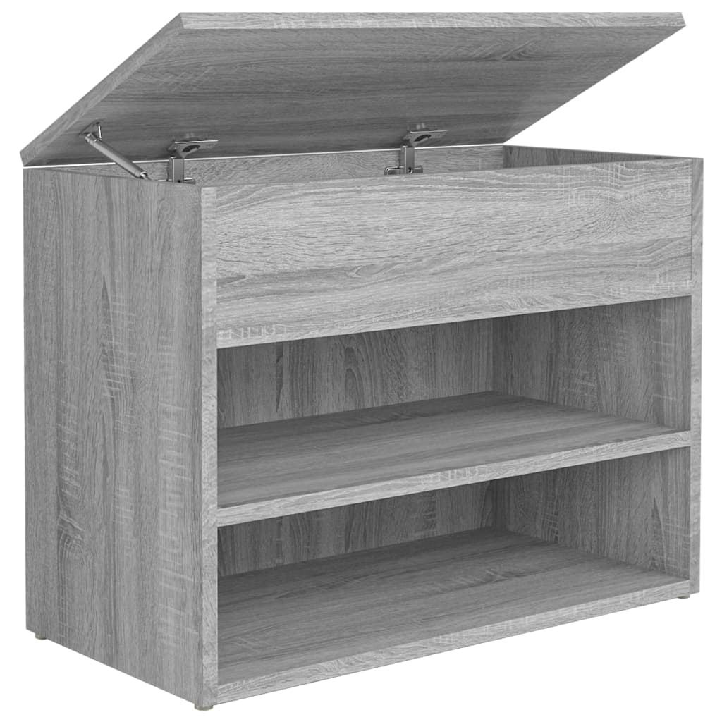 Schoenenbank 60X30X45 Cm Bewerkt Hout Eikenkleurig Grijs sonoma