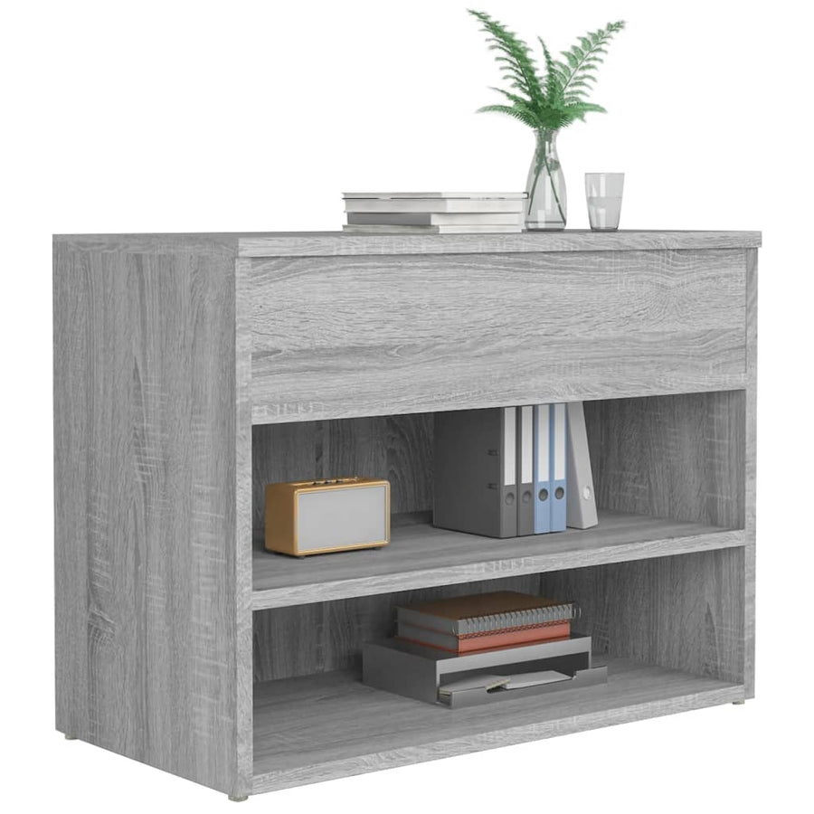 Schoenenbank 60X30X45 Cm Bewerkt Hout Eikenkleurig Grijs sonoma