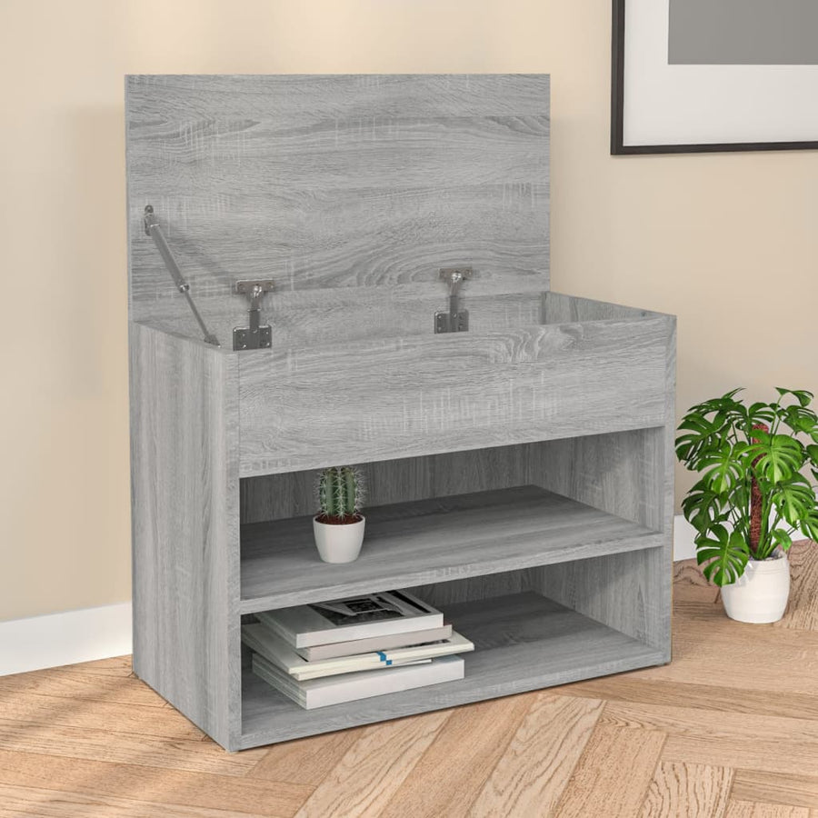 Schoenenbank 60X30X45 Cm Bewerkt Hout Eikenkleurig Grijs sonoma