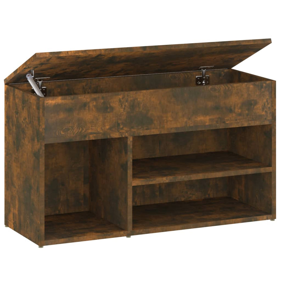 Schoenenbankje 80X30X45 Cm Bewerkt Hout Kleurig Gerookt eiken