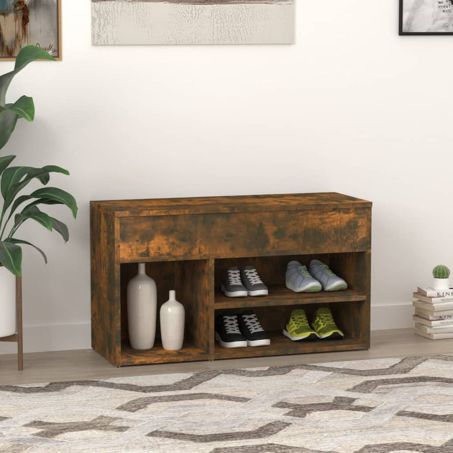Schoenenbankje 80X30X45 Cm Bewerkt Hout Kleurig Gerookt eiken