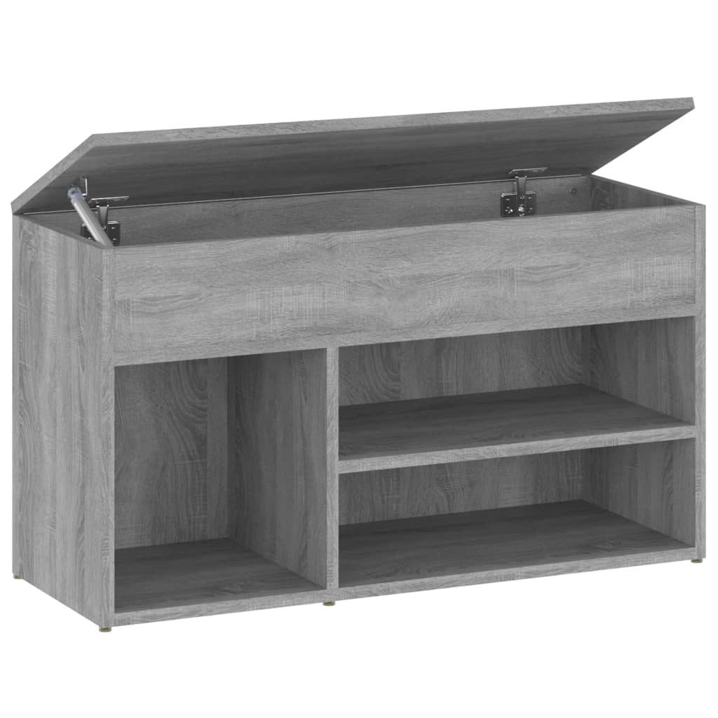 Schoenenbank 80X30X45 Cm Bewerkt Hout Eikenkleurig Grijs sonoma