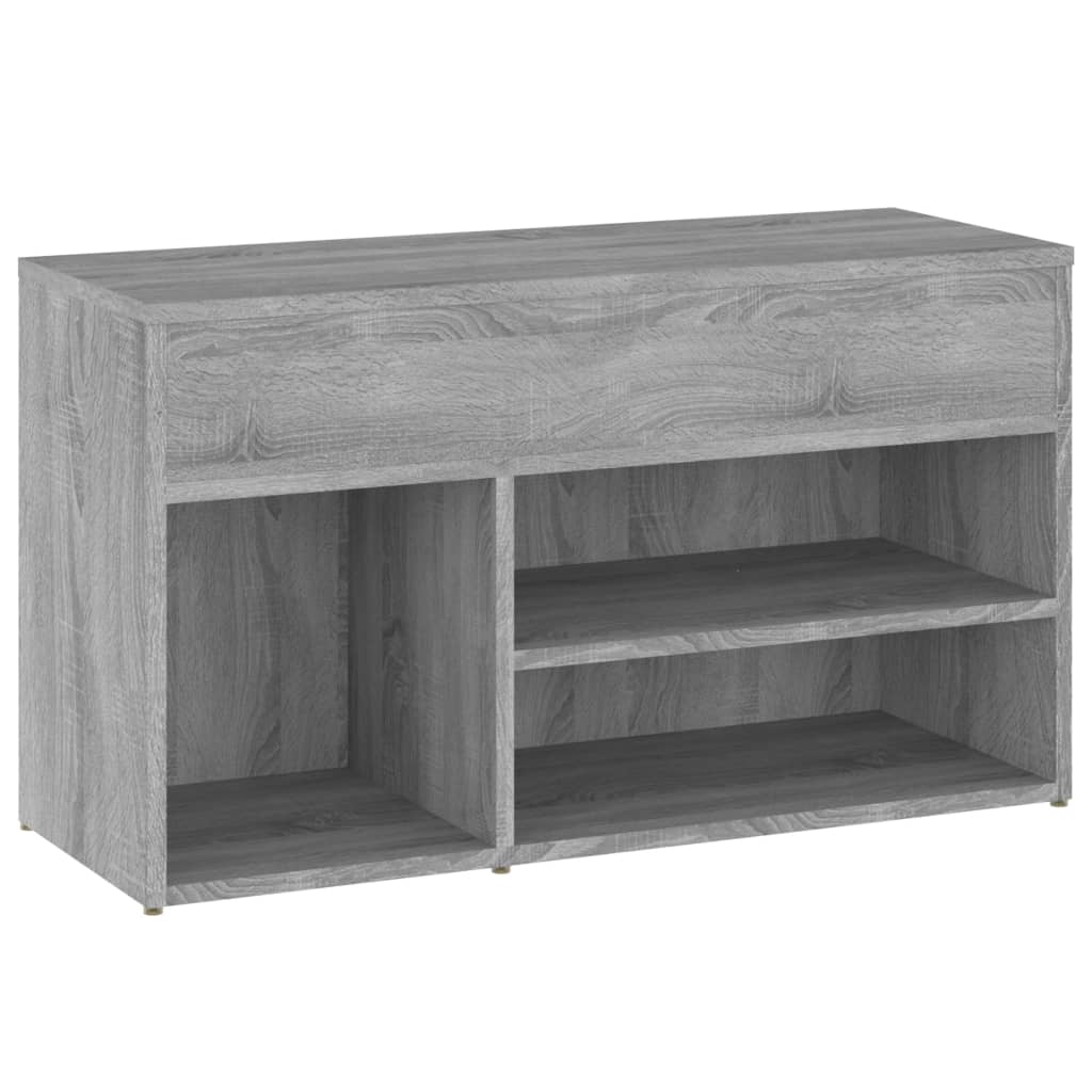 Schoenenbank 80X30X45 Cm Bewerkt Hout Eikenkleurig Grijs sonoma