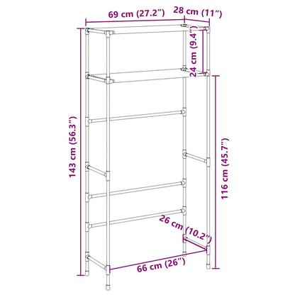 Wasmachinerek 2-laags 69x28x143 cm ijzer grijs