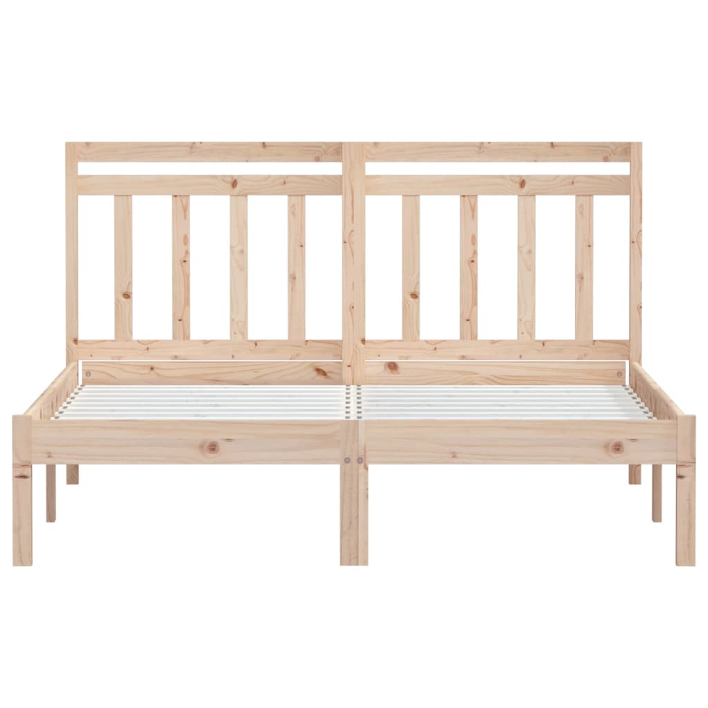 Bedframe Massief Hout 4Ft6 Double 135 x 190 cm Naturel