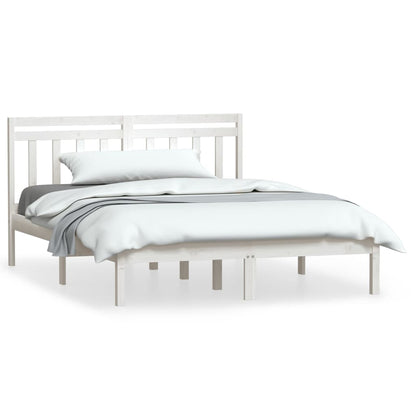Bedframe Massief Hout 135 x 190 cm Wit