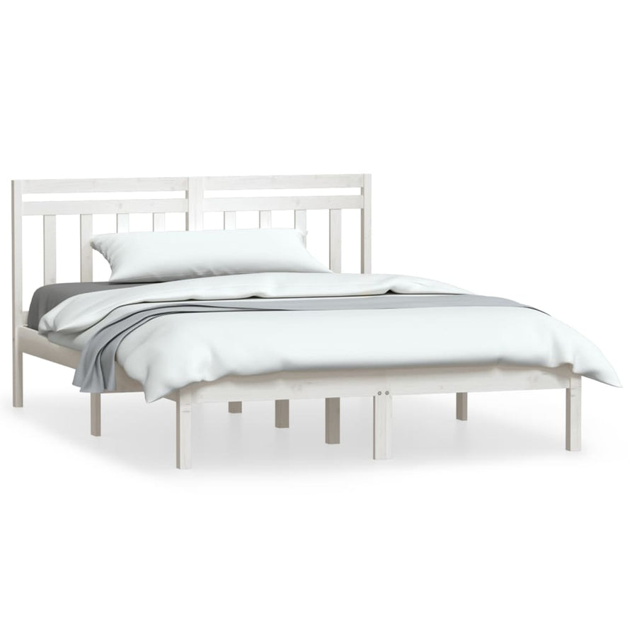 Bedframe Massief Hout 135 x 190 cm Wit