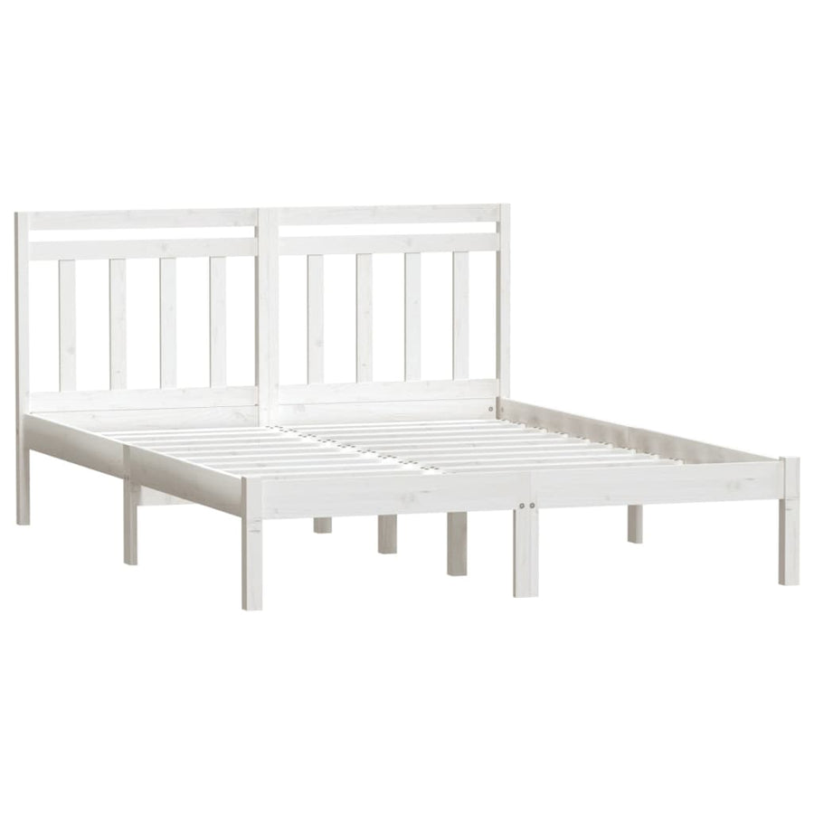 Bedframe Massief Hout 135 x 190 cm Wit