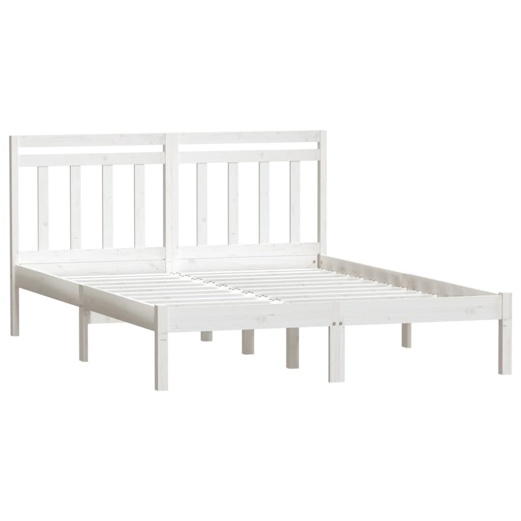 Bedframe Massief Grenenhout 140 x 190 cm Wit