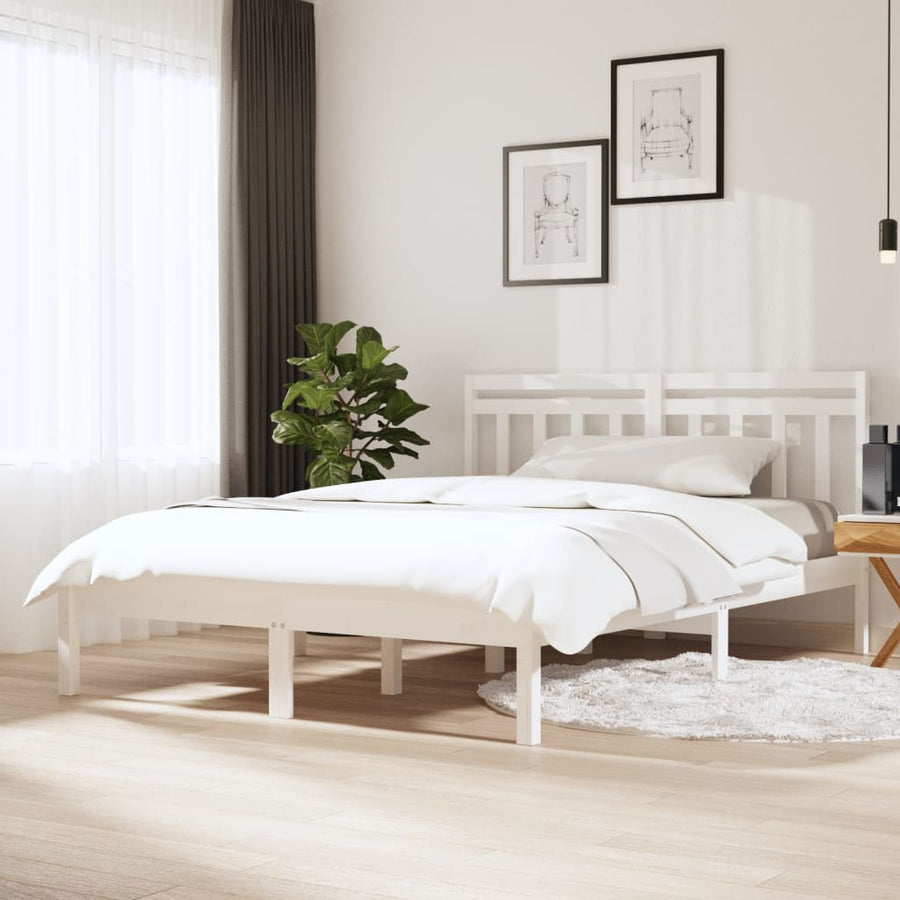 Bedframe Massief Grenenhout 140 x 190 cm Wit