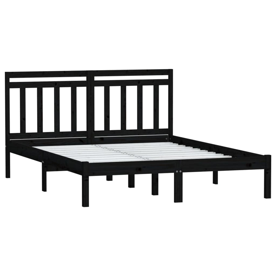 Bedframe Massief Grenenhout 140 x 190 cm Zwart