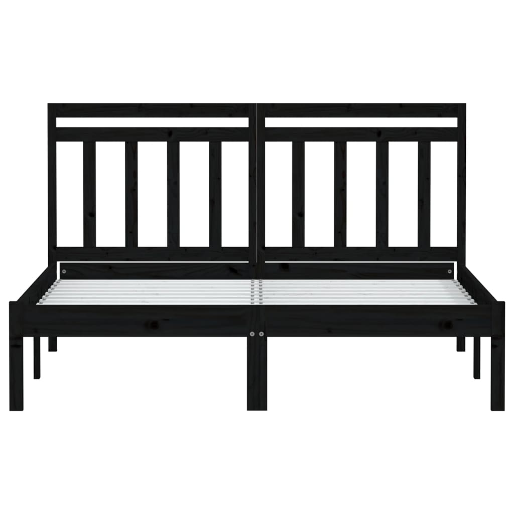 Bedframe Massief Grenenhout 140 x 190 cm Zwart