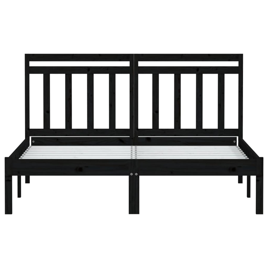 Bedframe Massief Grenenhout 140 x 190 cm Zwart