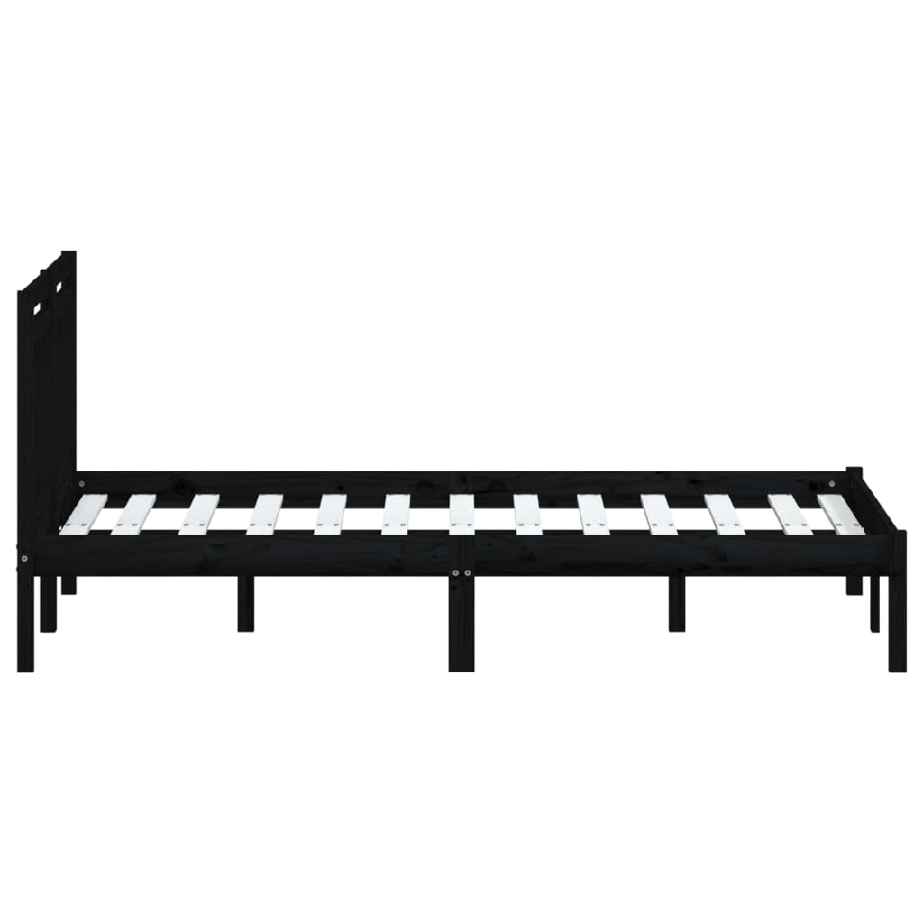 Bedframe Massief Grenenhout 140 x 190 cm Zwart