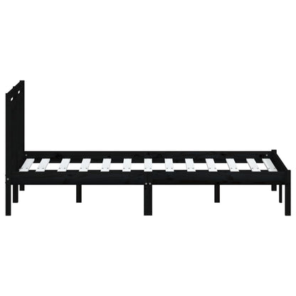 Bedframe Massief Grenenhout 140 x 190 cm Zwart