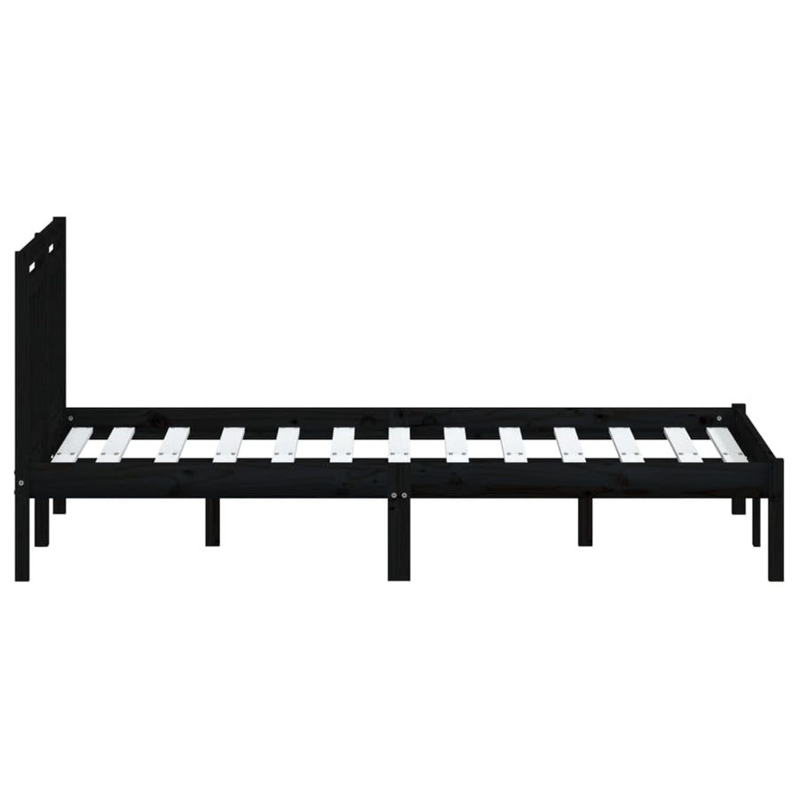 Bedframe Massief Grenenhout 140 x 190 cm Zwart