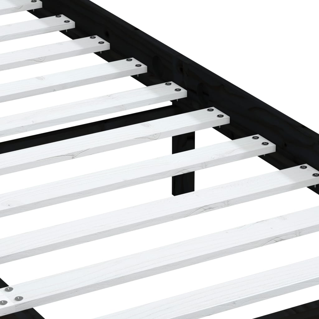 Bedframe Massief Grenenhout 140 x 190 cm Zwart