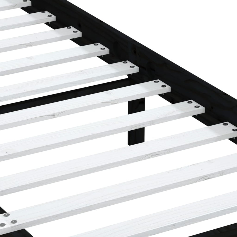 Bedframe Massief Grenenhout 140 x 190 cm Zwart