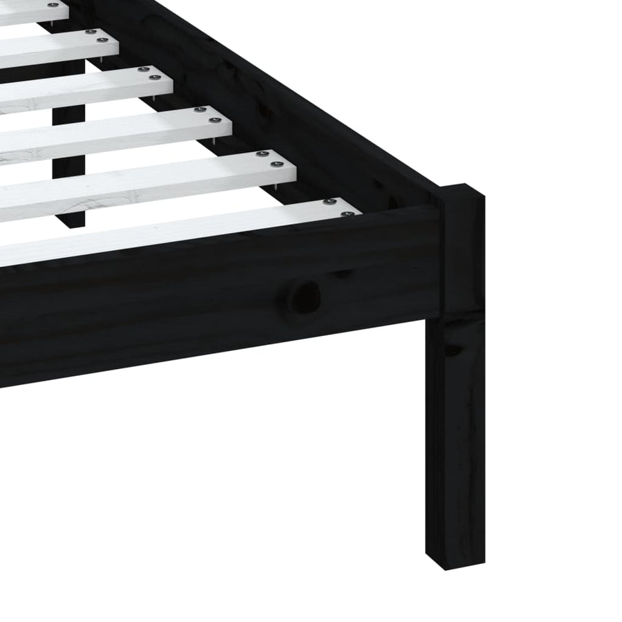 Bedframe Massief Grenenhout 140 x 190 cm Zwart