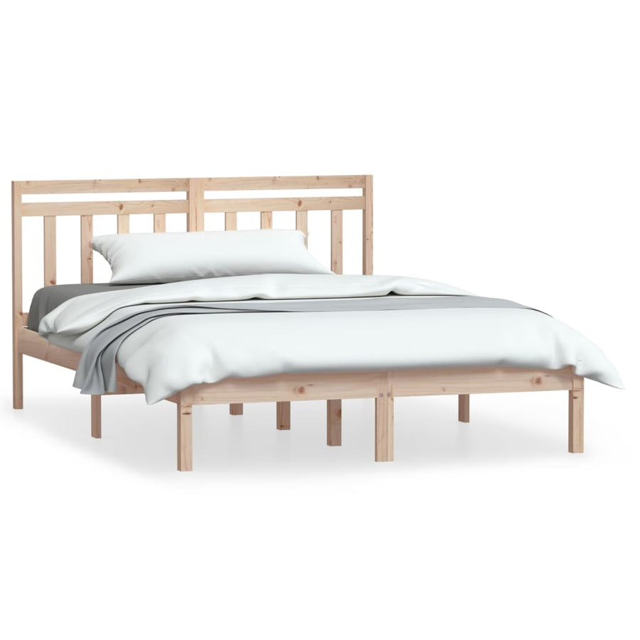 Bedframe Massief Hout 5Ft King Size 150 x 200 cm Naturel