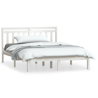 Bedframe Massief Hout 5Ft King Size 150 x 200 cm Wit