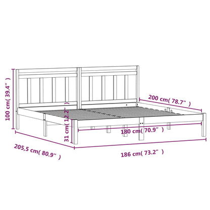 Bedframe Massief Hout 180 x 200 cm Naturel