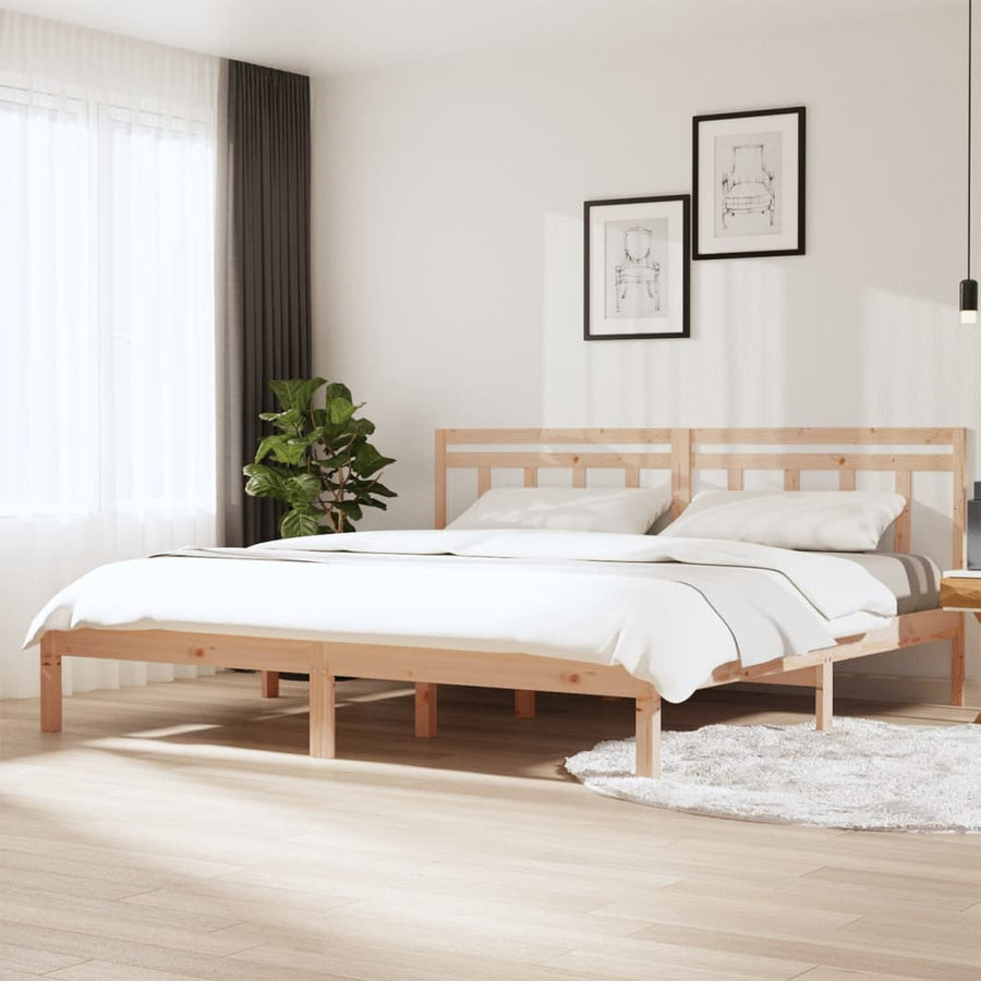 Bedframe Massief Hout 180 x 200 cm Naturel