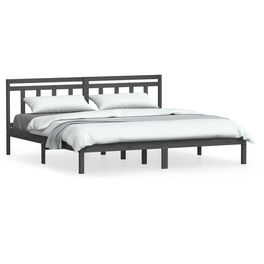 Bedframe Massief Grenenhout 200 x 200 cm Grijs